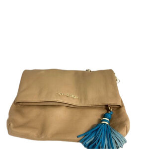 Lilly Pulitzer Worth It Leather Clutch Toasted Almond #82026